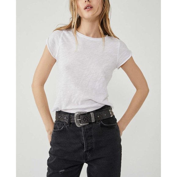 NWT Free People Outlaw Embossed Belt / Black - Picture 2 of 5